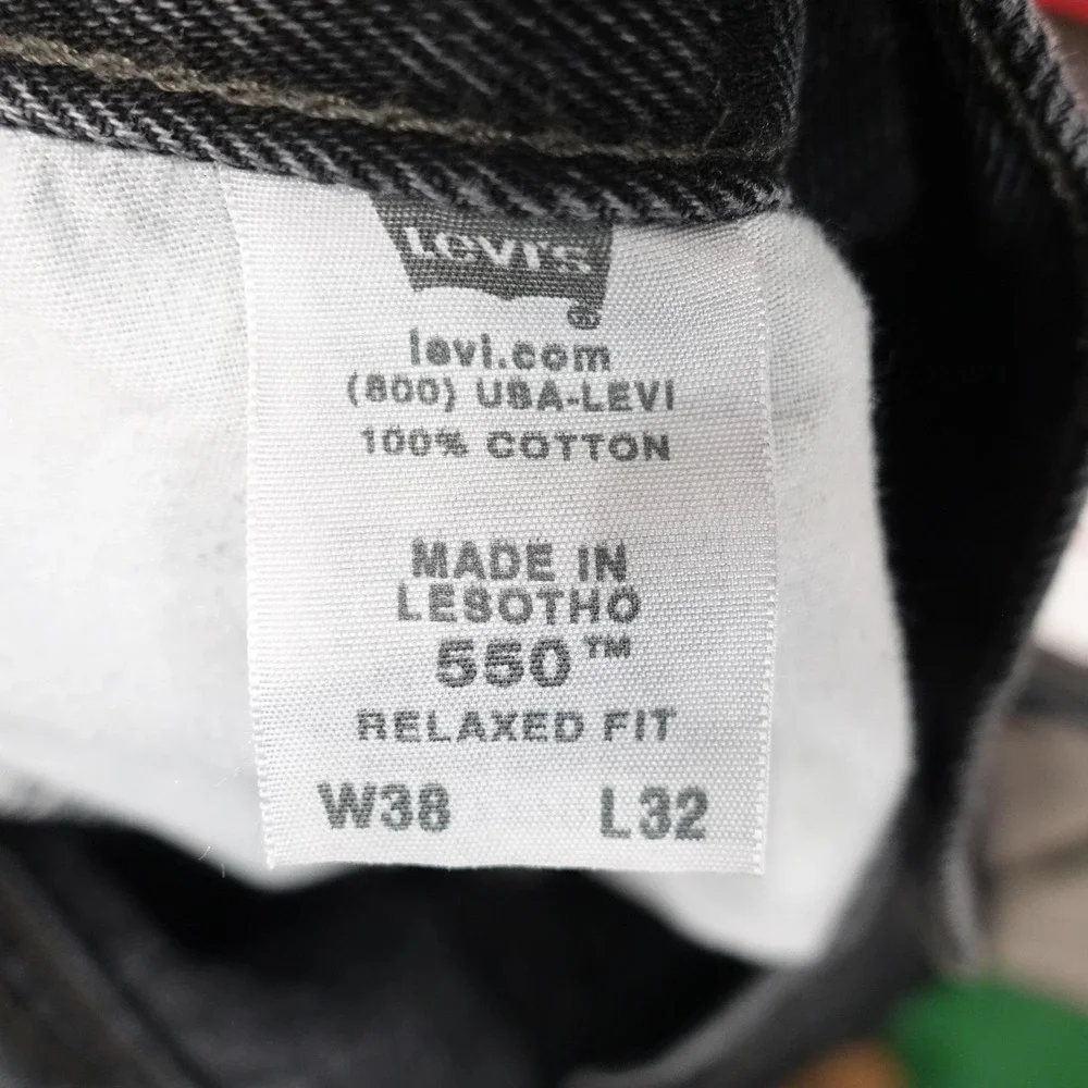 Levis 550 Jeans Mens 37x31 (38x32) Black Charcoal Relaxed Fit Denim Pants